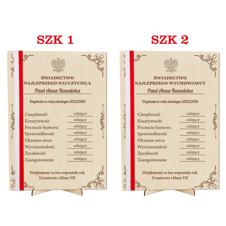 Świadectwo najlepszego wychowawcy prezent na zakończenie roku szkolnego prezent dla Nauczyciela od klasy uczniów